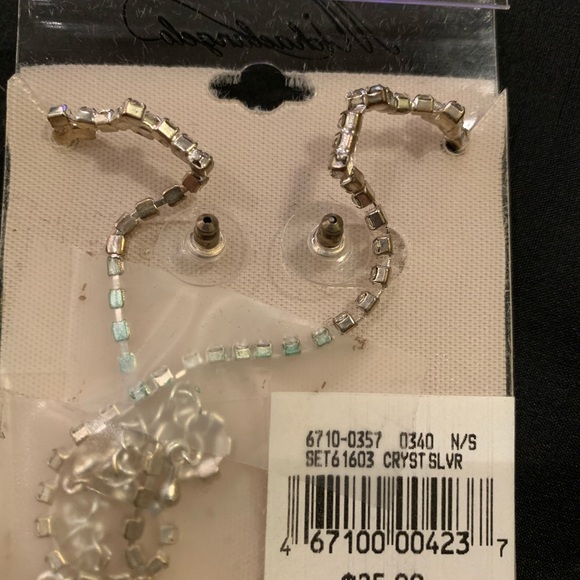 NWT Michaelangelo Crystal & Slvr Earrings & Neck - Picture 3 of 7